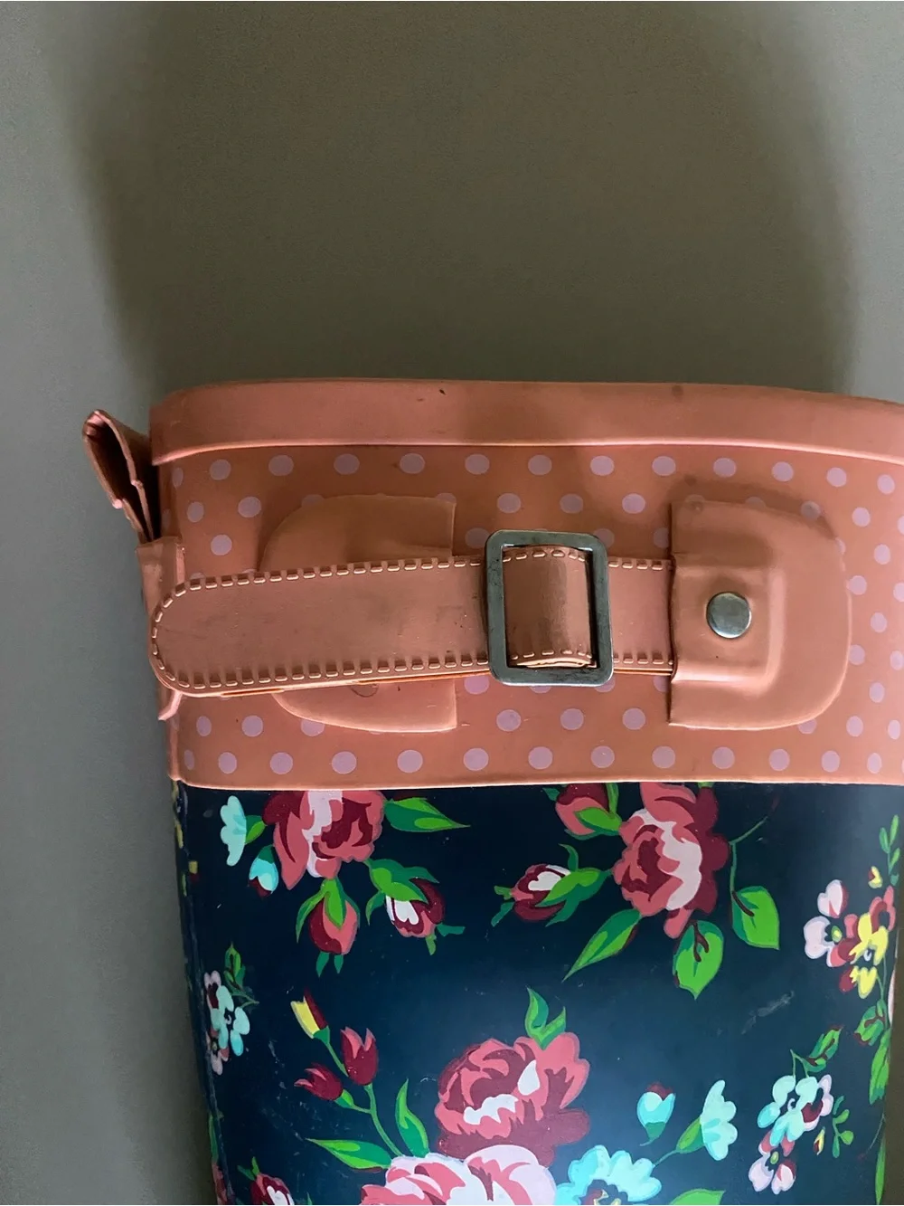 Western Chief Girls Navy Floral Rain Boots with Pink Trim